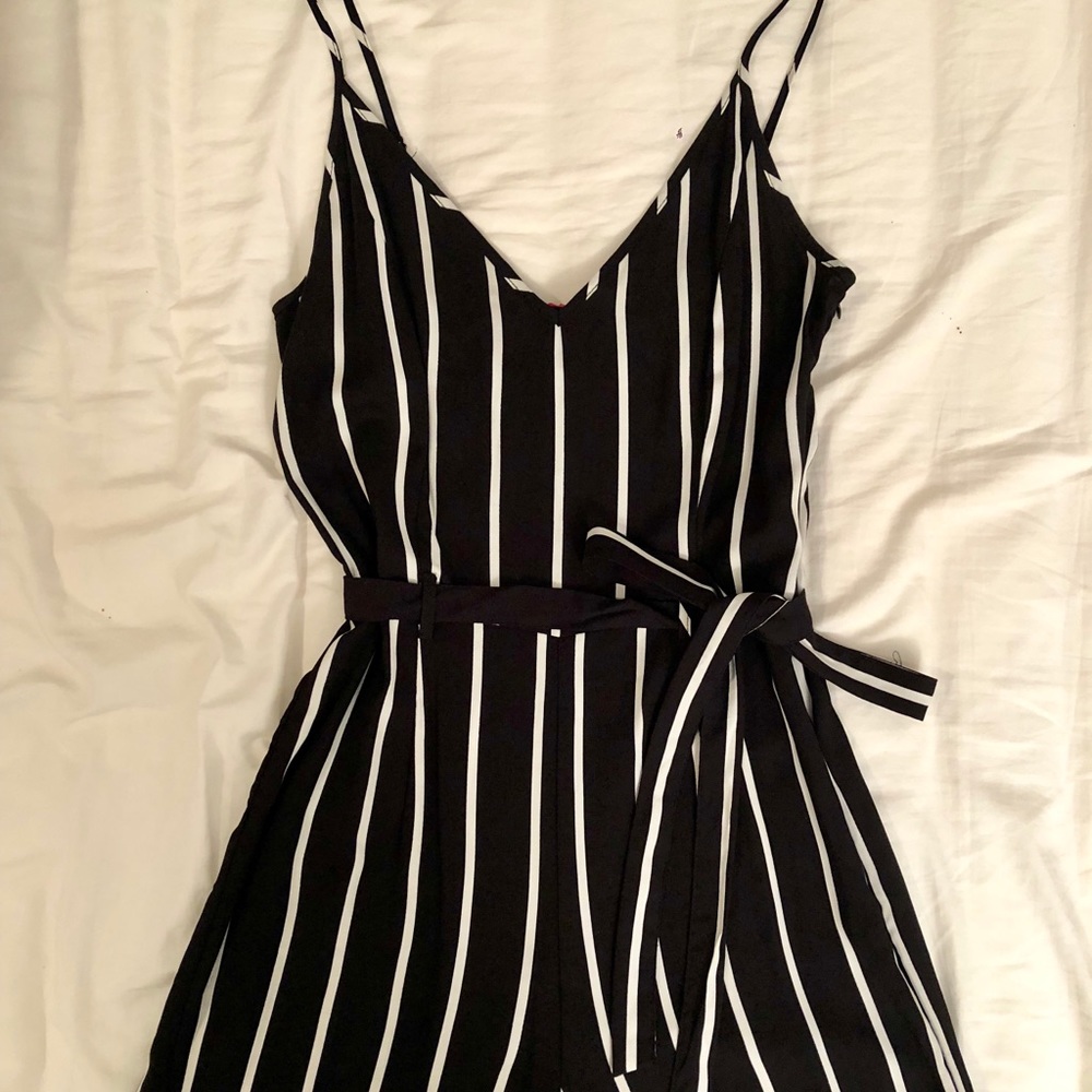 NWT F21 Self Tie Striped Cami Jumpsuit